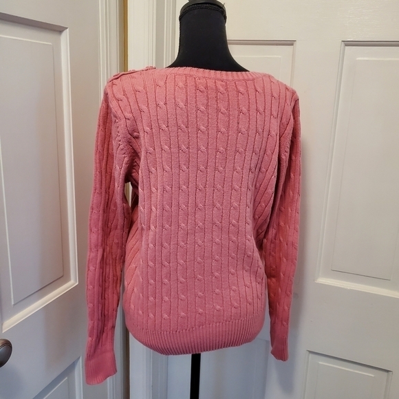 St. John's Bay Pink Cable Knit Pullover Size Large - Picture 4 of 9